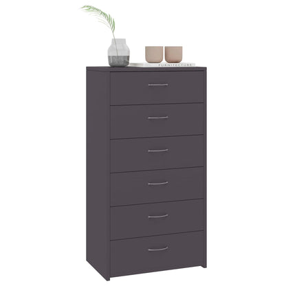 Credenza con 6 Cassetti Grigio 50x34x96 cm in Legno Multistrato