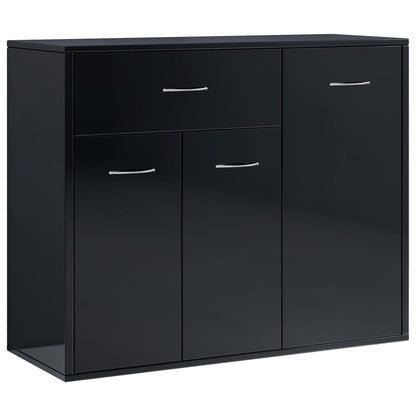 Credenza Nero Lucido 88x30x70 cm in Legno Multistrato