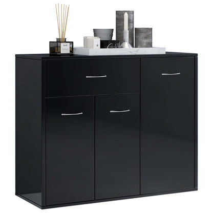 Credenza Nero Lucido 88x30x70 cm in Legno Multistrato