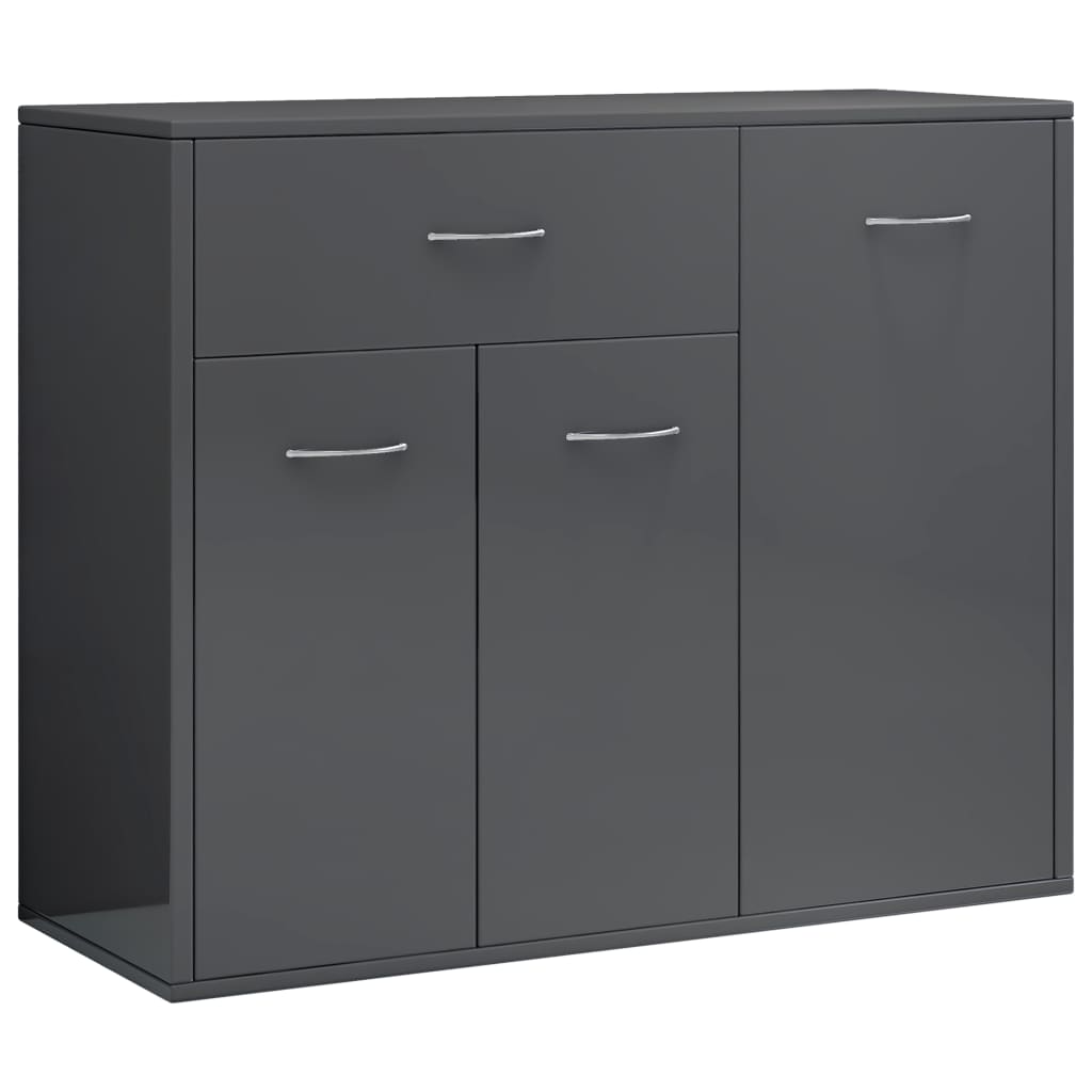 Credenza Grigio Lucido 88x30x70 cm in Legno Multistrato