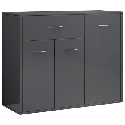 Credenza Grigio Lucido 88x30x70 cm in Legno Multistrato