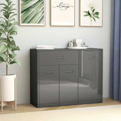 Credenza Grigio Lucido 88x30x70 cm in Legno Multistrato