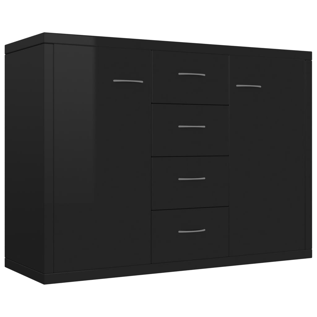 Credenza Nero Lucido 88x30x65 cm in Legno Multistrato