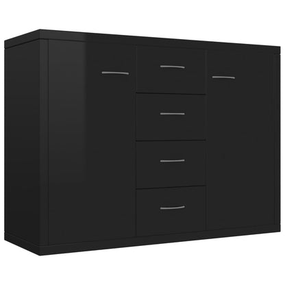 Credenza Nero Lucido 88x30x65 cm in Legno Multistrato