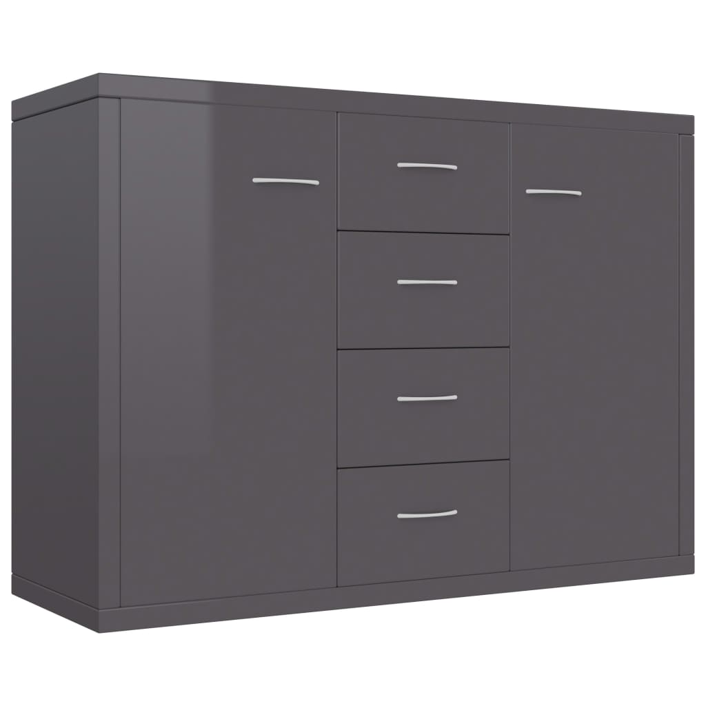 Credenza Grigio Lucido 88x30x65 cm in Legno Multistrato