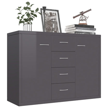 Credenza Grigio Lucido 88x30x65 cm in Legno Multistrato
