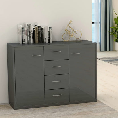 Credenza Grigio Lucido 88x30x65 cm in Legno Multistrato