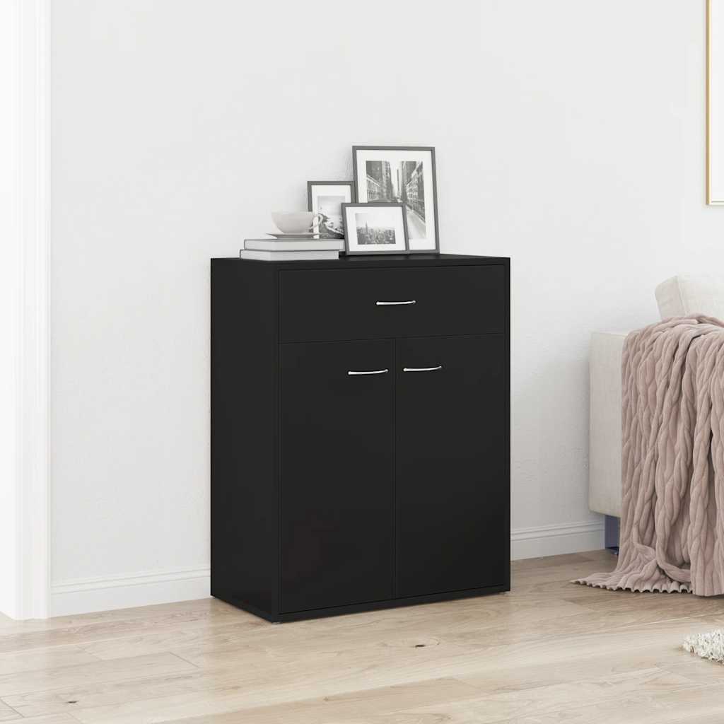 Credenza Nera 60x30x75 cm in Legno Multistrato