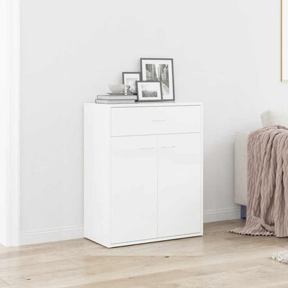 Credenza Bianco Lucido 60x30x75 cm in Legno Multistrato