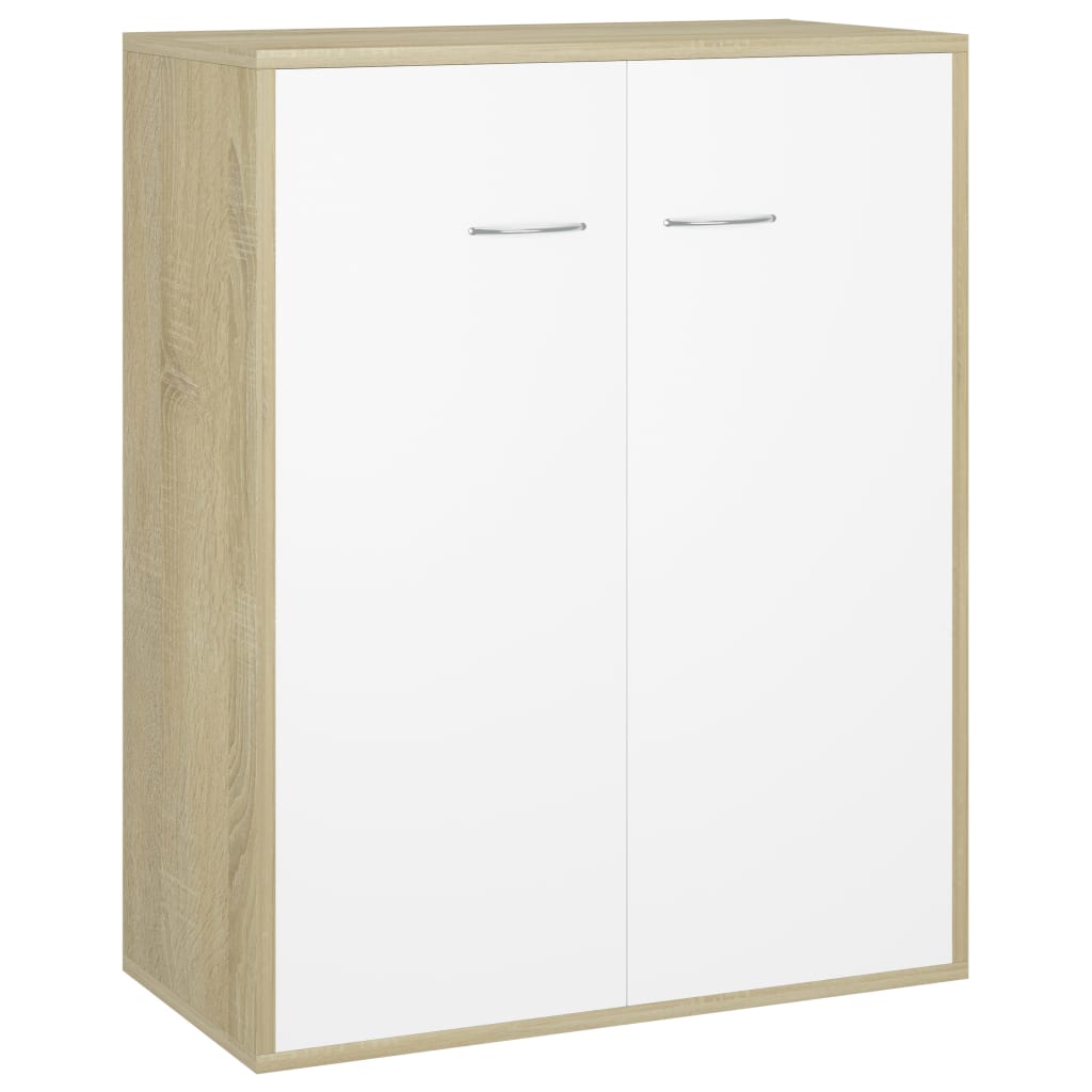 Credenza Bianco e Rovere Sonoma 60x30x75cm in Legno Multistrato
