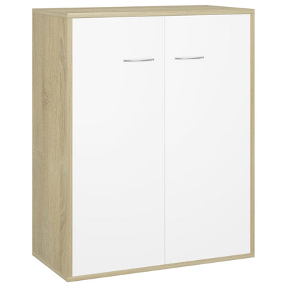 Credenza Bianco e Rovere Sonoma 60x30x75cm in Legno Multistrato
