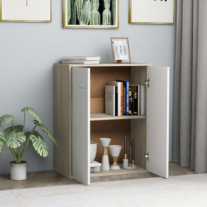 Credenza Bianco e Rovere Sonoma 60x30x75cm in Legno Multistrato