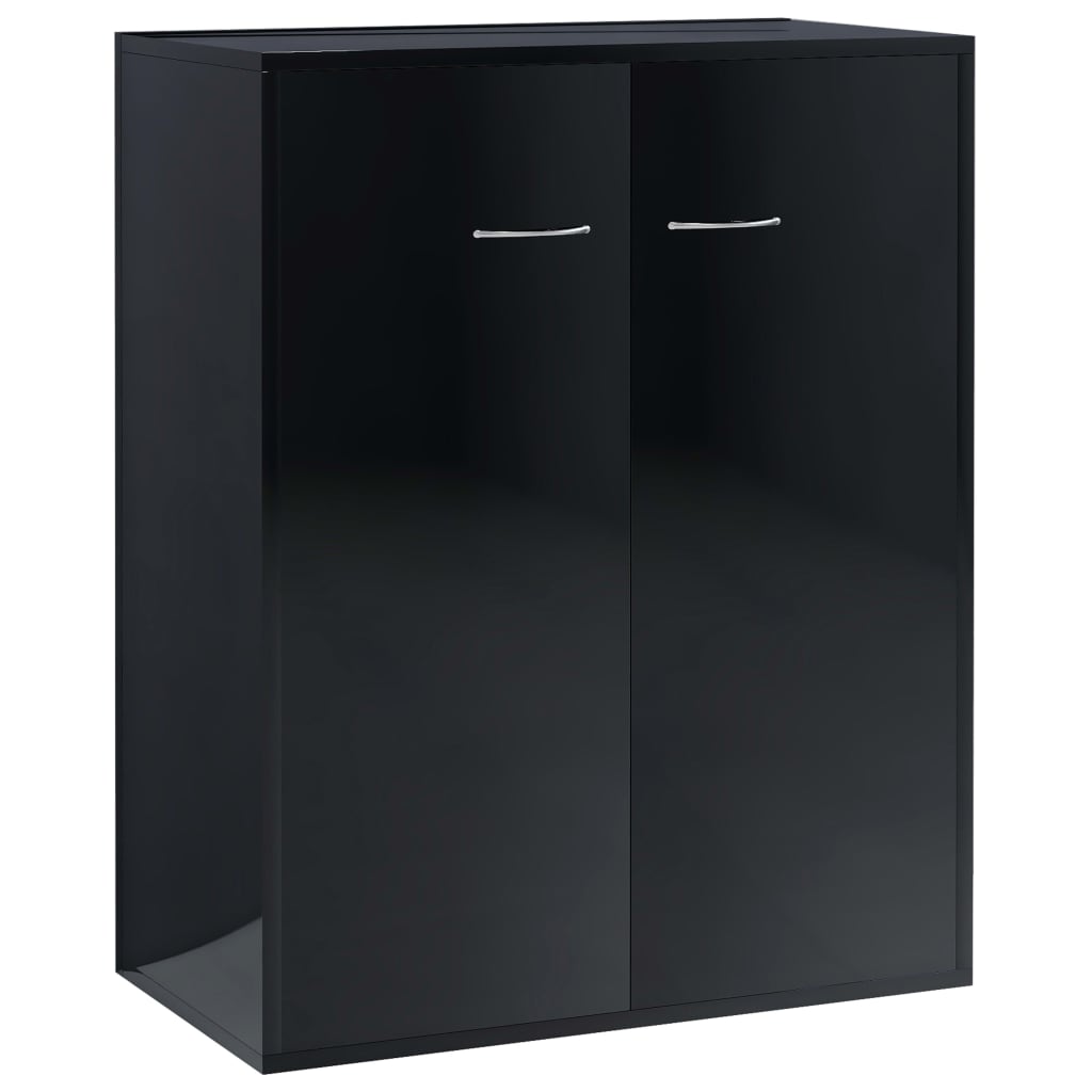 Credenza Nero Lucido 60x30x75 cm in Legno Multistrato