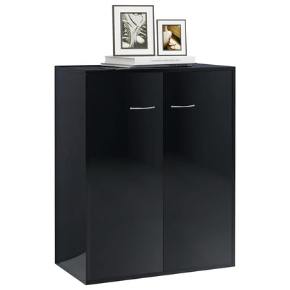 Credenza Nero Lucido 60x30x75 cm in Legno Multistrato