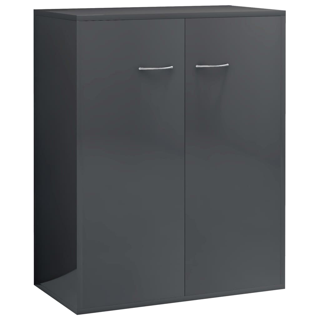 Credenza Grigio Lucido 60x30x75 cm in Legno Multistrato