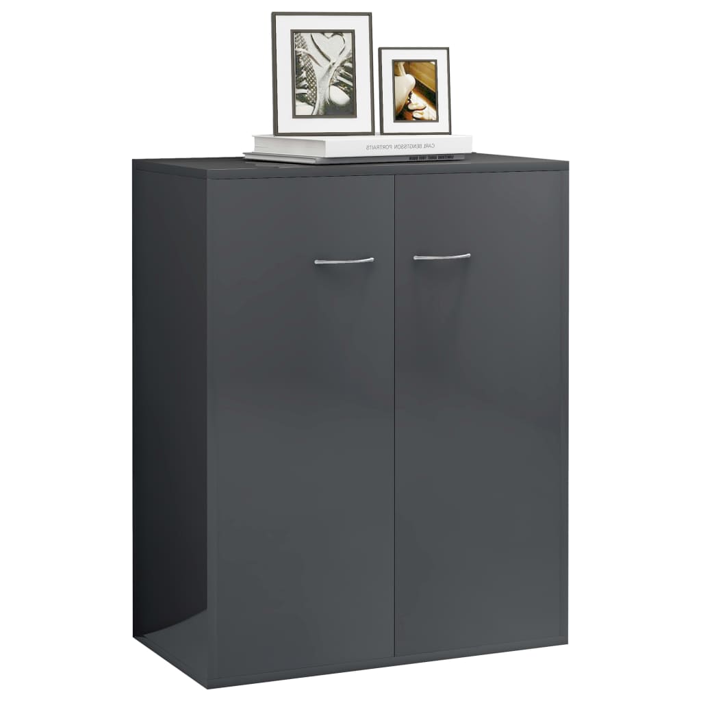 Credenza Grigio Lucido 60x30x75 cm in Legno Multistrato