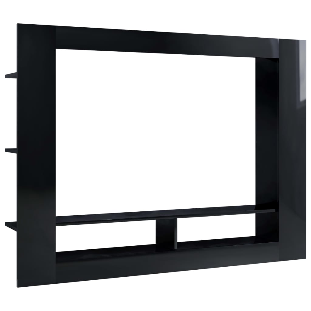Mobile Porta TV Nero Lucido 152x22x113 cm in Legno Multistrato