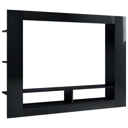 Mobile Porta TV Nero Lucido 152x22x113 cm in Legno Multistrato