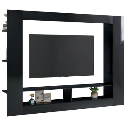 Mobile Porta TV Nero Lucido 152x22x113 cm in Legno Multistrato