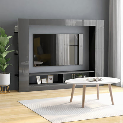 Mobile Porta TV Grigio Lucido 152x22x113cm in Legno Multistrato