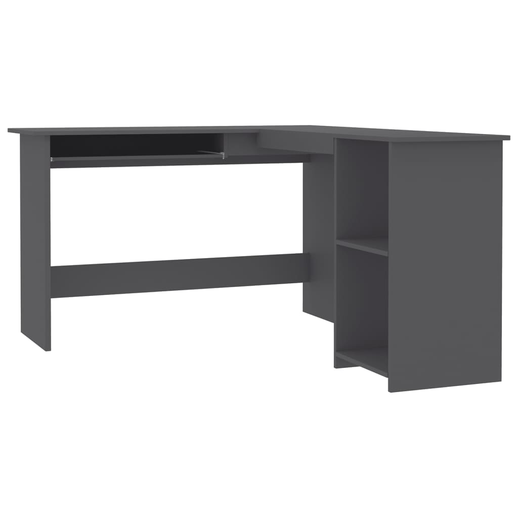 Scrivania Angolare a L Grigia 120x140x75cm in Legno Multistrato
