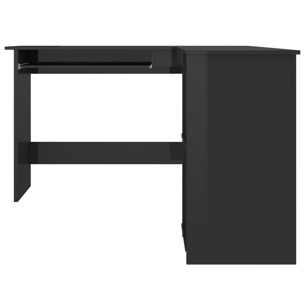 Scrivania Angolare a L Nero Lucido 120x140x75cm Multistrato