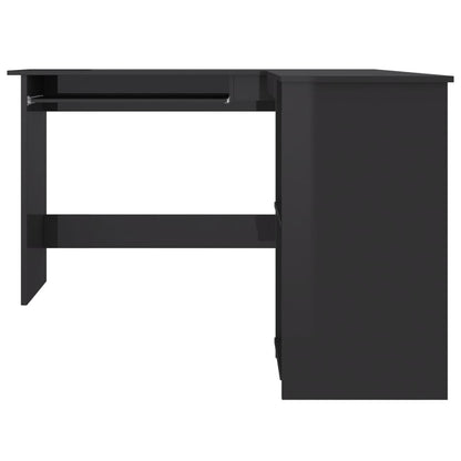 Scrivania Angolare a L Nero Lucido 120x140x75cm Multistrato