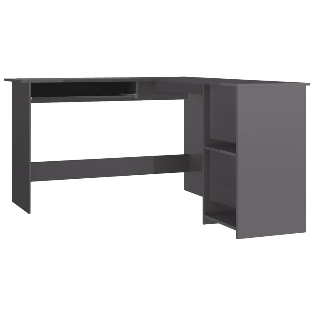 Scrivania Angolare a L Grigio Lucido 120x140x75cm Multistrato