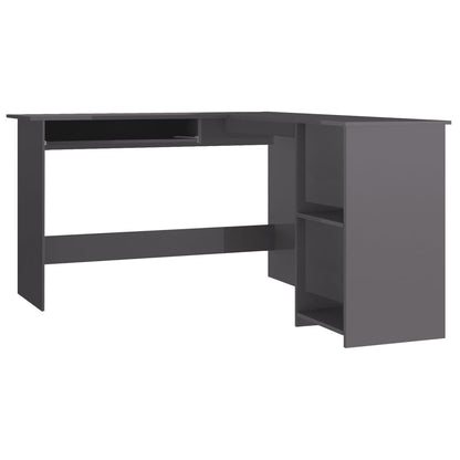 Scrivania Angolare a L Grigio Lucido 120x140x75cm Multistrato