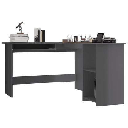 Scrivania Angolare a L Grigio Lucido 120x140x75cm Multistrato