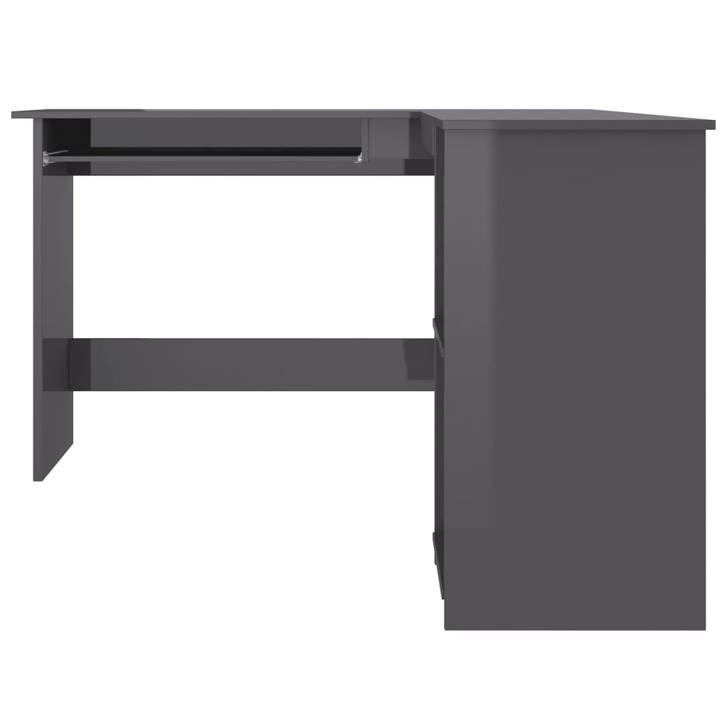 Scrivania Angolare a L Grigio Lucido 120x140x75cm Multistrato