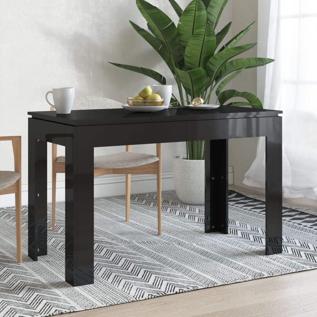 Tavolo da Pranzo Nero Lucido 120x60x76 cm in Legno Multistrato