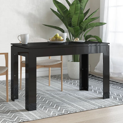Tavolo da Pranzo Nero Lucido 120x60x76 cm in Legno Multistrato