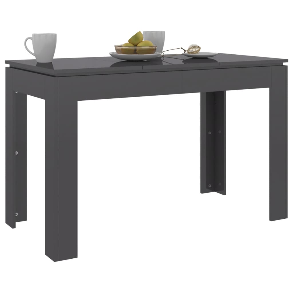 Tavolo da Pranzo Grigio Lucido 120x60x76cm in Legno Multistrato