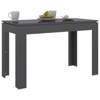 Tavolo da Pranzo Grigio Lucido 120x60x76cm in Legno Multistrato