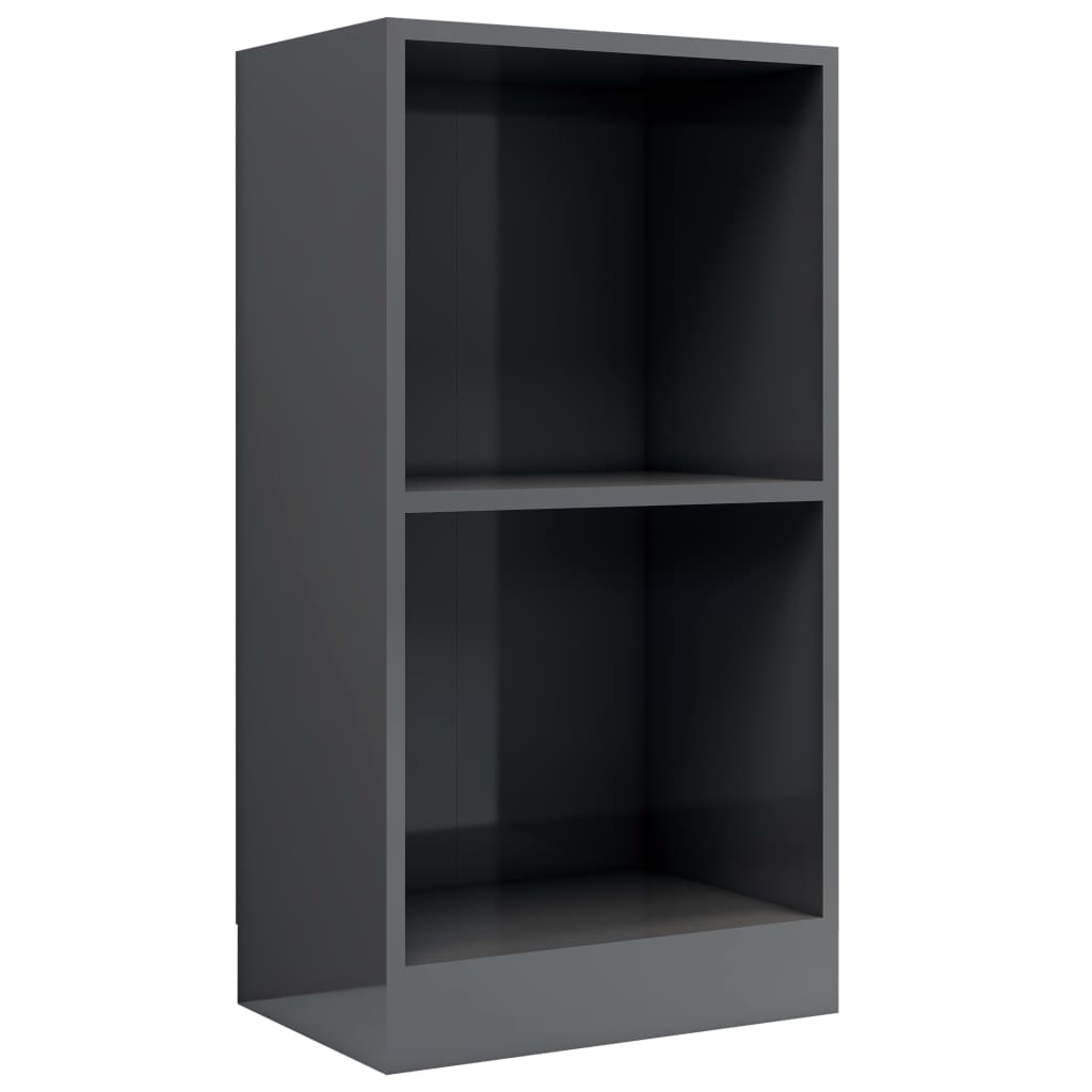 Libreria Grigio Lucido 40x24x75 cm in Legno Multistrato
