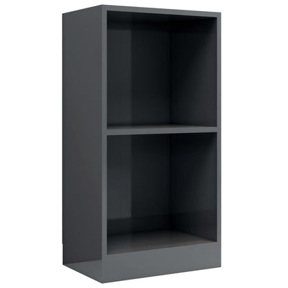 Libreria Grigio Lucido 40x24x75 cm in Legno Multistrato