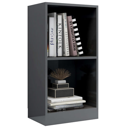 Libreria Grigio Lucido 40x24x75 cm in Legno Multistrato