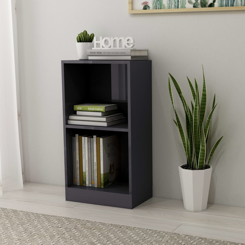 Libreria Grigio Lucido 40x24x75 cm in Legno Multistrato