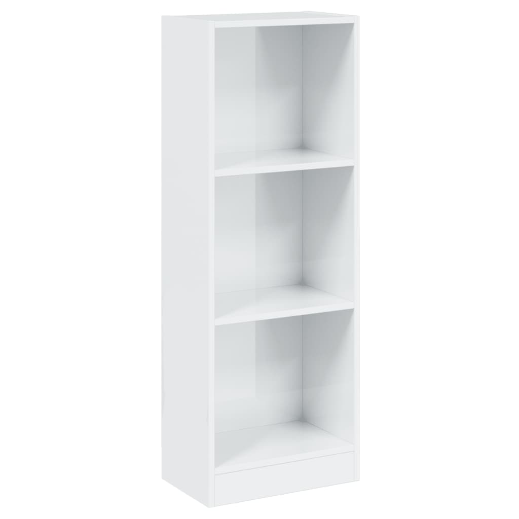 Libreria 3 Ripiani Bianco Lucido 40x24x109 cm Legno Multistrato