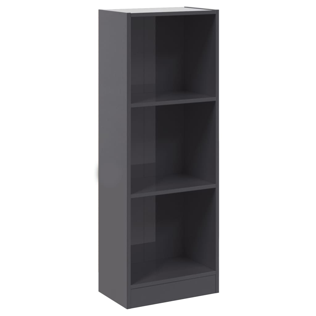 Libreria 3 Ripiani Grigio Lucido 40x24x109 cm Legno Multistrato