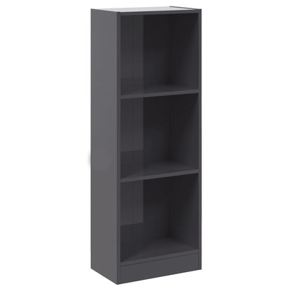 Libreria 3 Ripiani Grigio Lucido 40x24x109 cm Legno Multistrato