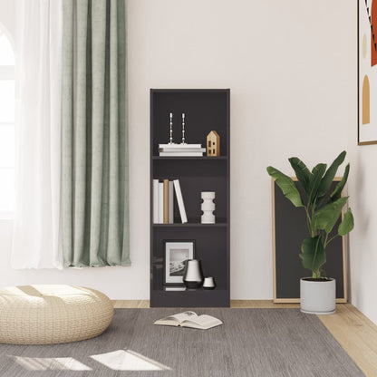 Libreria 3 Ripiani Grigio Lucido 40x24x109 cm Legno Multistrato