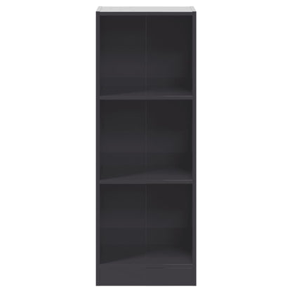Libreria 3 Ripiani Grigio Lucido 40x24x109 cm Legno Multistrato