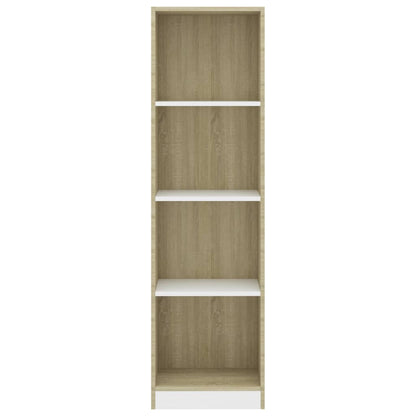 Libreria a 4 Ripiani Bianco e Sonoma 40x24x142cm in Multistrato