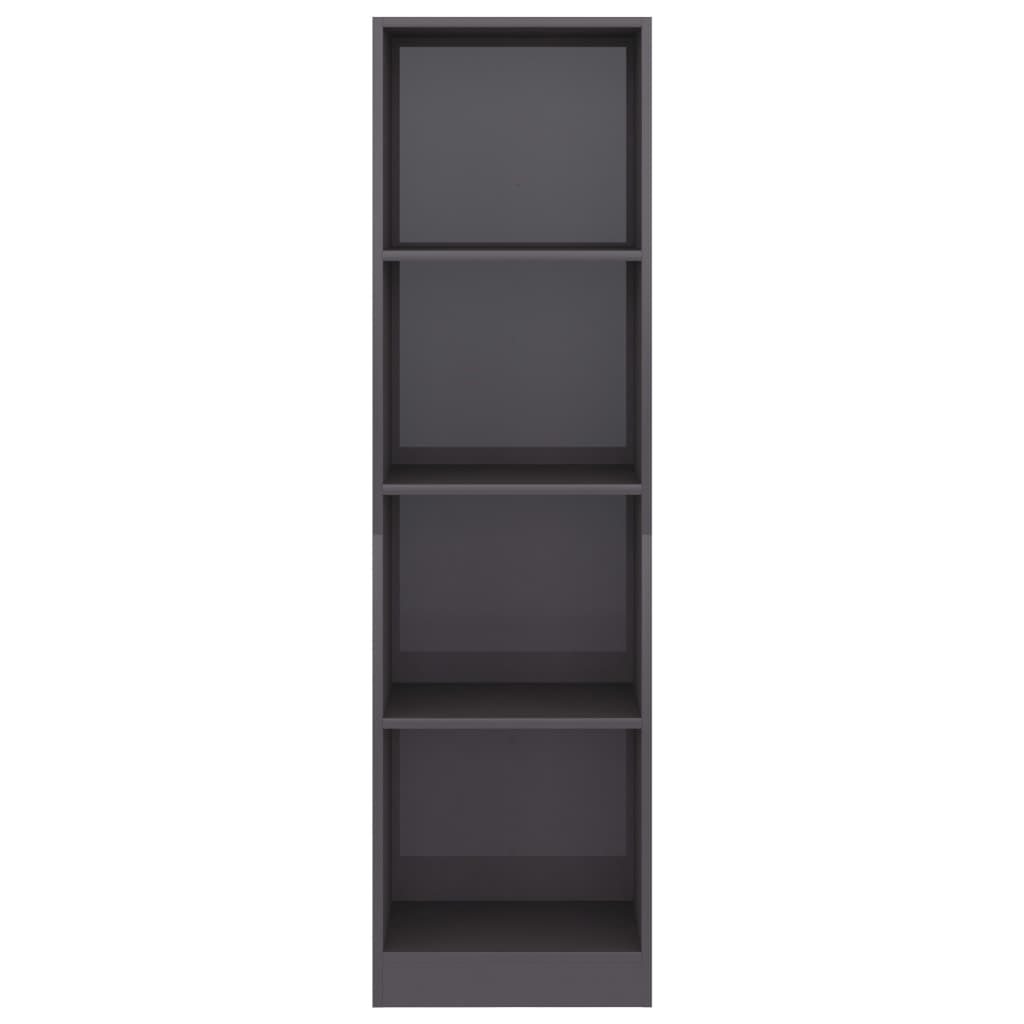 Libreria 4 Ripiani Grigio Lucido 40x24x142 cm Legno Multistrato