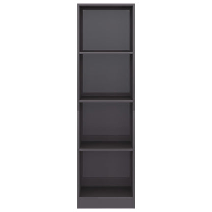 Libreria 4 Ripiani Grigio Lucido 40x24x142 cm Legno Multistrato