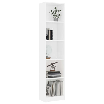 Libreria a 5 Ripiani Bianca 40x24x175 cm in Legno Multistrato