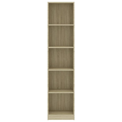 Libreria 5 Ripiani Rovere Sonoma 40x24x175 cm Legno Multistrato