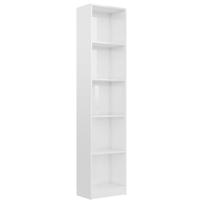 Libreria 5 Ripiani Bianco Lucido 40x24x175 cm Legno Multistrato